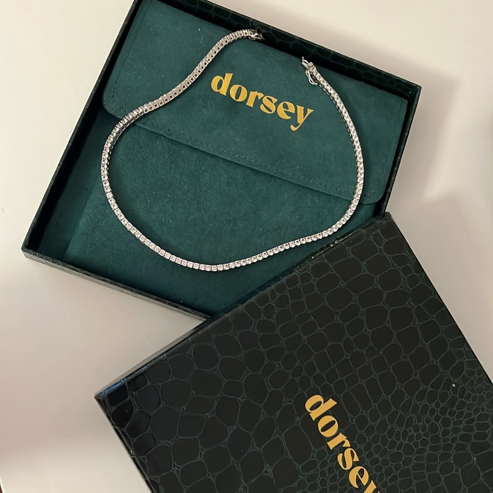 Dorsey Moss 15.5” sapphire silver rivière necklace